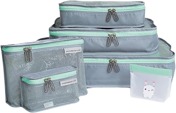 MUMI Piccolo Packing Bundle Baby Travel Organizer Set of 6 | Packing Cubes & Toiletry Bags for Baby Essentials | Diaper Bag & Suitcase Organizer | New Parent Gift Set