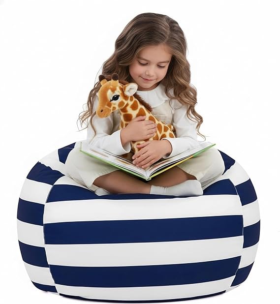 Stuffed Animal Storage Bean Bag Chair Cover Only for Kids Girls Toddler, Large Beanbag Chair Without Filling for Organizing Children Soft Plush Toys