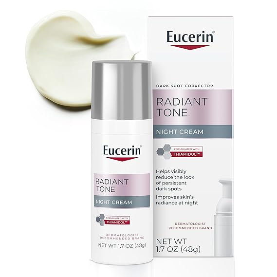 Eucerin Radiant Tone Night Cream Dark Spot Corrector with Thiamidol, 1.7 OZ | Night Moisturizer for Face, Dark Spot Corrector with Provitamin B5, Reduces the Look of Spots on Face, All Skin Types