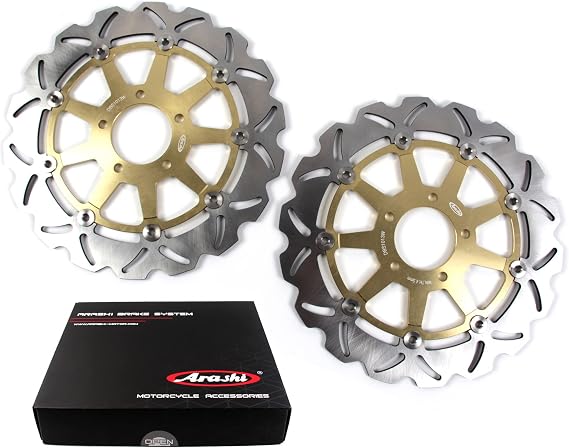 Arashi Front Brake Disc Rotors for Suzuki Hayabusa GSXR 1300 1999-2007 / TL1000R 1998-2003 / TL1000S 1997-2001 Motorcycle Accessories GSX-R1300 GSXR1300 Gold 1999 2000 2002 2004 2005 2006