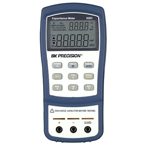 B&K Precision 830C Dual Display Handheld Capacitance Meter, 199.99 mF Max Range