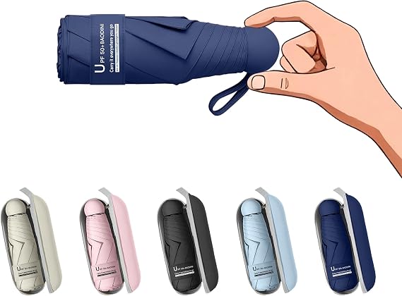 BAODINI Mini Travel Umbrella with UV Sun Protection, Compact Pocket-Size