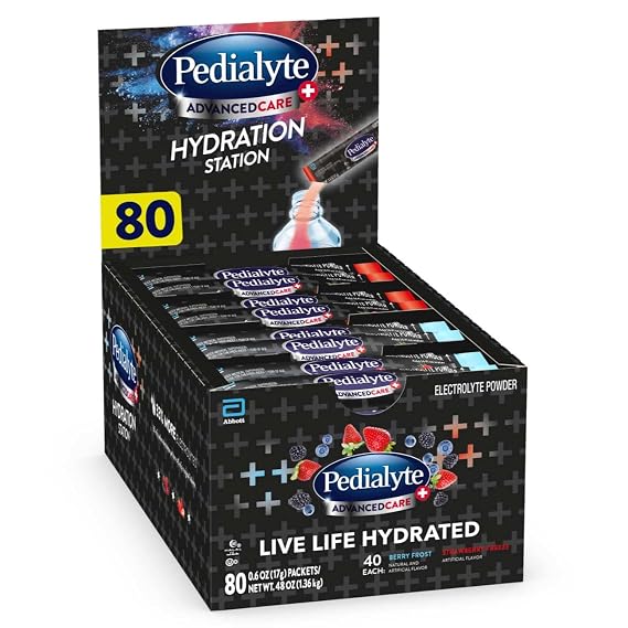 Pedialyte AdvancedCare Plus Electrolyte Powder Packets, Variety Pack-80ct