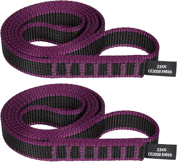 18mm Nylon Climbing Sling Runner, 23KN CE2008/EN566 Certified | Heavy duty webbing straps for rock climbing, rappelling, swing, yoga hammock etc