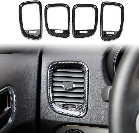 Carbon fiber dashboard air vent cover AC outlet trim kit for Dodge Durango 2011-2020
