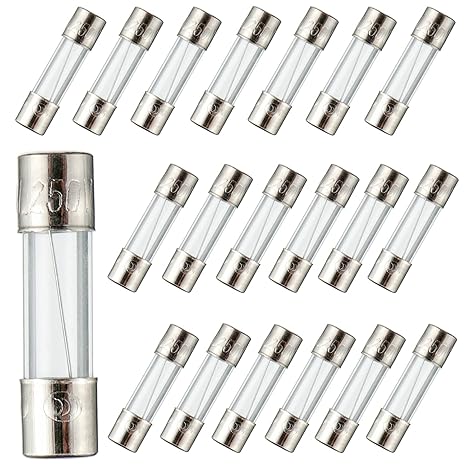 5 Amp Fuse 5x20mm 5A 250V 0.2x0.78 Inch F5AL250V Fast-Blow Glass Firework Fuses (Pack of 20)