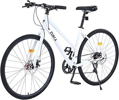 ZUKKA 700C Road Bike for Adult Shimano 7 Speed Road Bike Hybrid Road Bicycle Carbon Steel FrameDual-Disc BrakesMultiple Colors