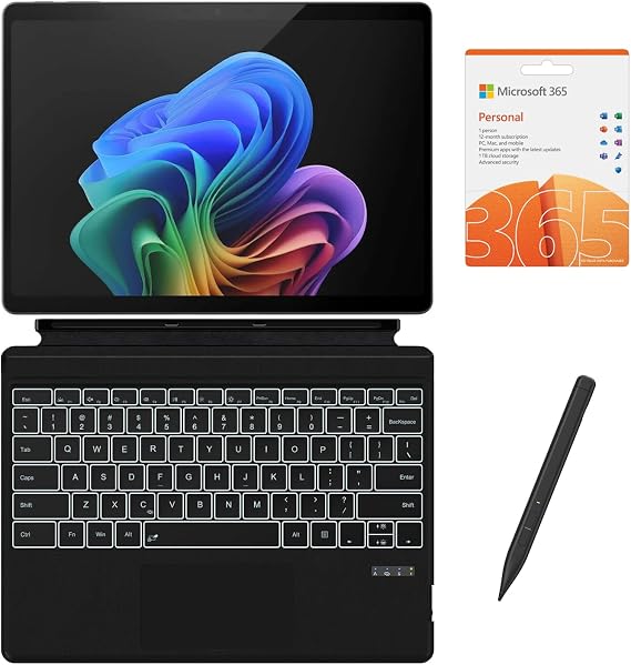 Microsoft Surface Pro 13" 3K 120Hz Touchscreen 2-in-1 Tablet Laptop, 10-Core Snapdragon 45 Tops NPU, 16GB RAM 512GB SSD, Backlit Keyboard, Stylus, MS 365, 14-hr Battery, Copilot+, Win 11 Pro