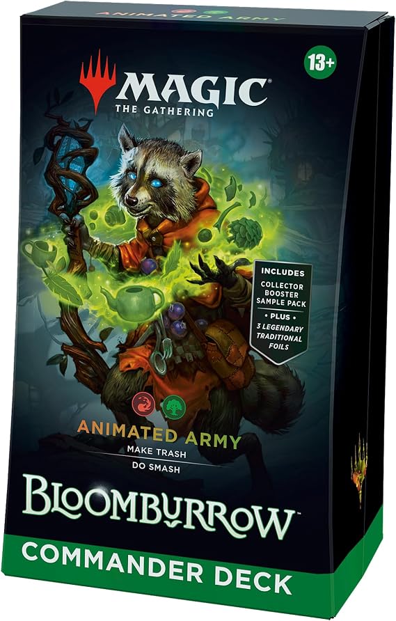 Magic: The Gathering Bloomburrow Commander Deck - Animated Army (Deck of 100 Cards Collector's Booster Sample Pack of 2 Cards + Accessories)