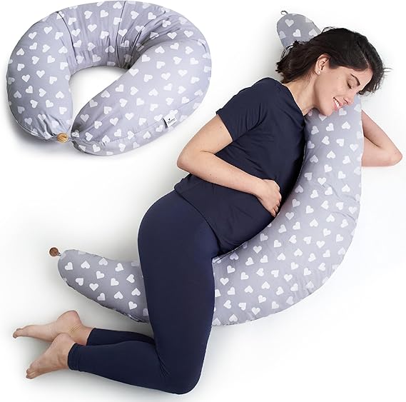 Niimo XXL Pregnancy Pillow & Baby Feeding Pillow - 2022 Double Platinum Winning Maternity Pillow, 100% Cotton Pregnancy Pillow Cover, Machine-Washable, Pregnancy Must Haves