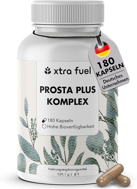 Prosta Plus Complex – 180 Prostate Capsules – High Dose & Laboratory Tested Formula of pumpkin seed saw palmetto nettle root extract with zinc vitamin E and selenium - prostate complex capsules