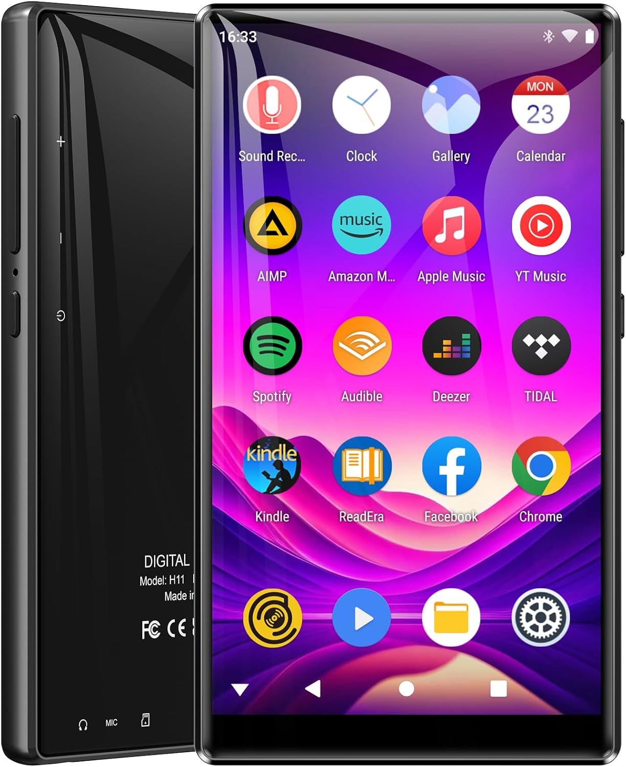 80GB MP3 Player with Bluetooth and WiFi, MP3 Player with Spotify,Amazon Music,Audible,5 IPS Full Touch Screen 1080P Android 9.0 Streaming MP3 MP4 Player,HiFi Sound Digital Audio Player Up to 512GB