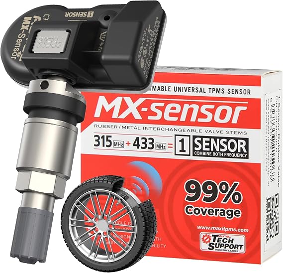 Autel TPMS Sensor 1-Sensor, MX-Sensor 315MHz + 433MHz Metal Valve, Programmable Universal Specially Built for OEM Sensors Replacement, Work with Autel TPMS Scanners TS408 TS508WIFI TS601 MK808S-TS