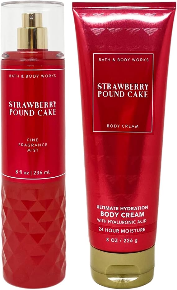 Bath and Body Works - Strawberry Pound Cake - Gift Set - Fine Fragrance Mist & Body Cream 2021