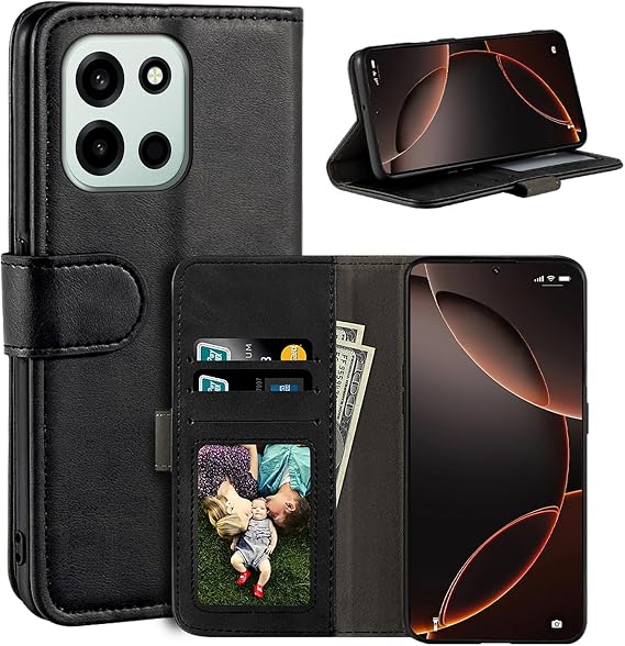 Leather Flip Case for OnePlus Nord 6 5G CPH2795 - Black