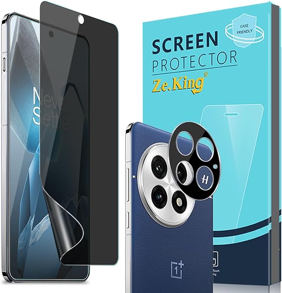 Zeking [2+2 Pack for OnePlus 13 5G Privacy Flexible Screen Protector and Camera Lens Protector, [Bubble Free] [Anti-Scratch] HD Clarity 9H Hardness