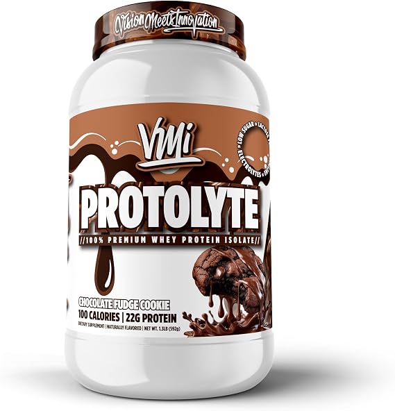 VMI Sports | ProtoLyte Whey Isolate Protein Powder | Low Calorie Whey for Weight Loss and Muscle Gain | Digestive Enzymes | Non-GMO (1.6 lb, Chocolate Fudge Cookie) | Premium whey isolate protein powder for smooth mixing in shakes smoothies and convenient everyday nutrition.