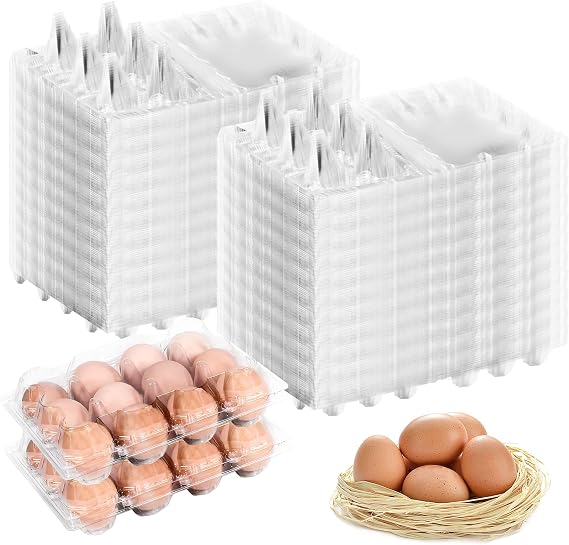 Egg Cartons Plastic Egg Carton Clear Egg Container Cheap Bulk for Home Ranch Chicken Farm Commercial Market Display (3x4 Grids, 40)