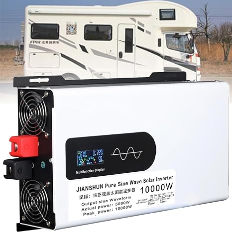 Pure Sine Wave Inverter 5000W 6000W 8000W 10000W 12000W Power Voltage Converter DC 12V/24V/48V/60V/72V to 110V/230V AC Pure Sine Wave Inverter Transformer Converter for Camping RV (Color : 10000W, S