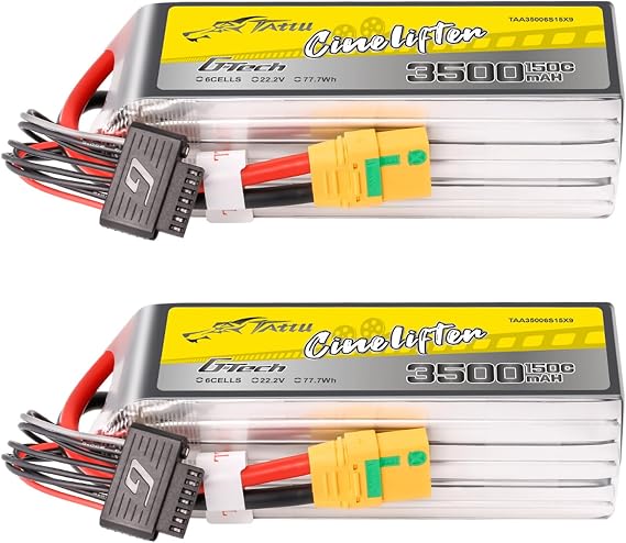TATTU G-Tech 3500mAh 150C 6S Lipo Battery Pack with XT90-S Plug(2 Pcs)