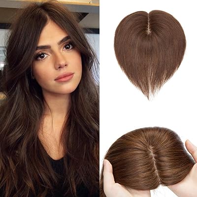 SEGO 120% Density Clip in Hair Topper Silk Base Top Hair Pieces Crown Topper 100% Remy Human Hair Toppers Top Hairpieces for Women with Hair Loss Thinning Hair