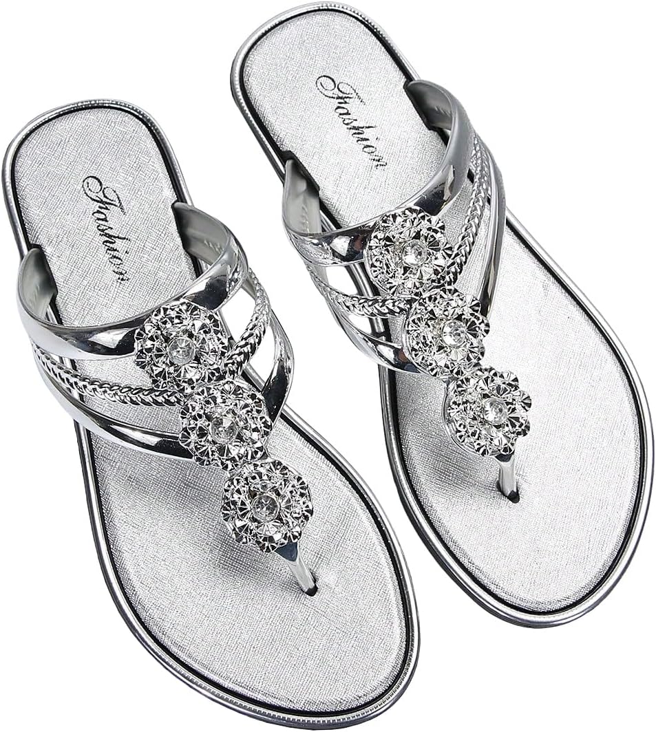 Floerns Womens Flat Sandals Flip Flop Sandals Summer Slip on Dressy Thong Sandal