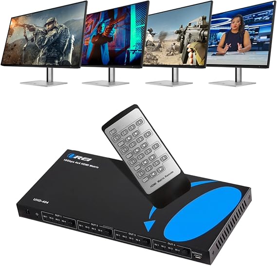 OREI 4x4 HDMI Matrix Switch 4K@60Hz with Downscale, HDR, HDCP 2.2, EDID