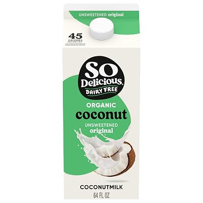 So Delicious Dairy Free Coconut Milk, Unsweetened, Vegan, Non-GMO Project Verified, Half Gallon