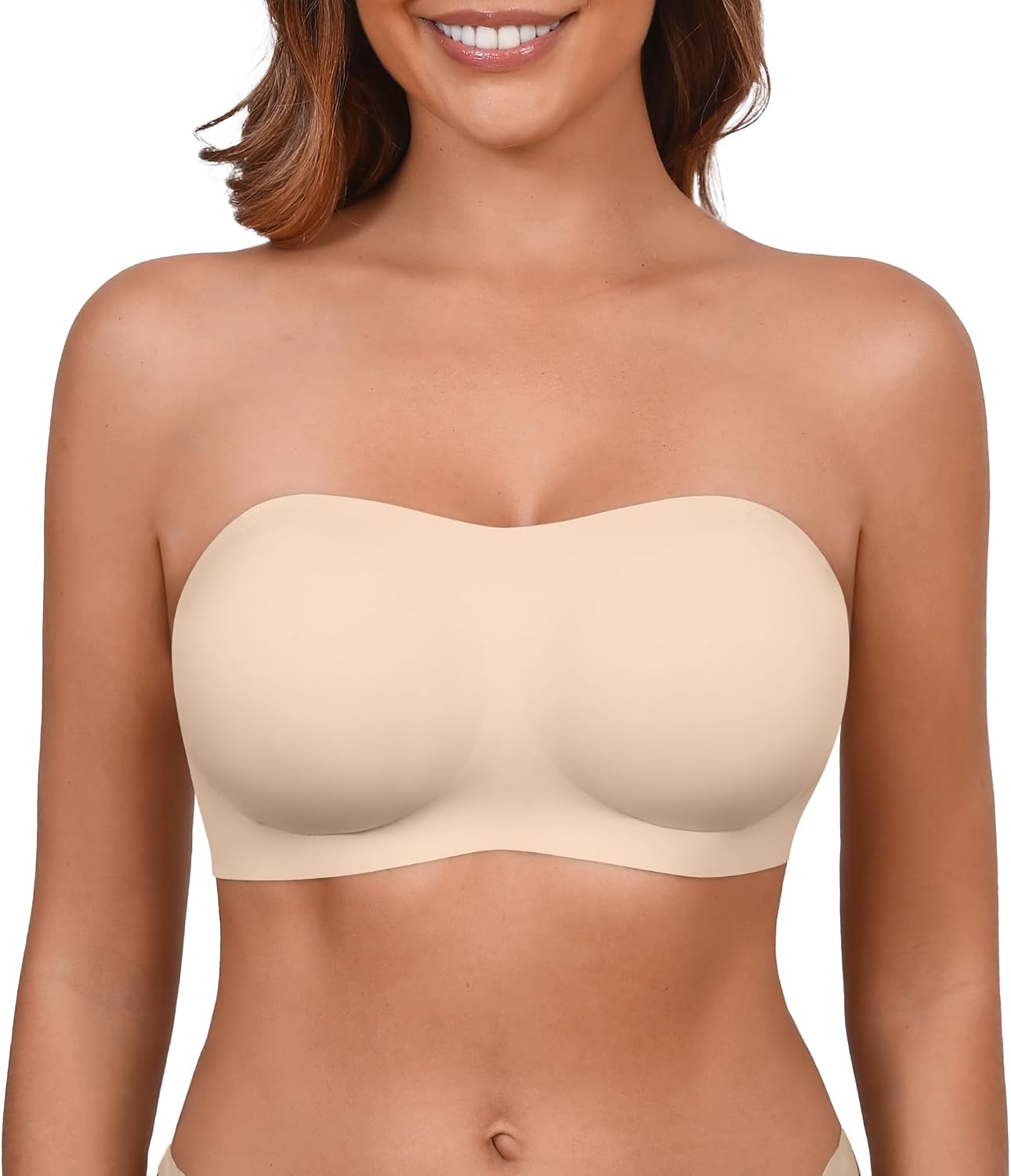 DEANGELMON Strapless Bras for Women Seamless Padded Bandeau Bra Non-Slip Silicone Tube Top Wireless Push Up Bralettes
