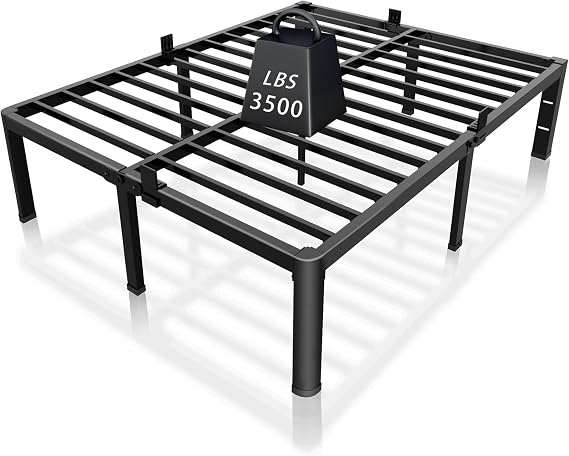 ROIL 14 Inch Queen Bed Frame with Rounded Corner & 4 Mattress Baffles