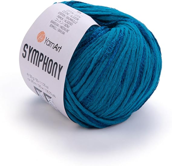 YarnArt Symphony Cotton Viscose Blend Yarn - Spring and Summer Yarn -%80 Cotton%20 Viscose - Light Cotton Yarn Suitable for Blouses, Dresses, Shawls, Bags, Hats Dresses 1.7 Oz (2125)