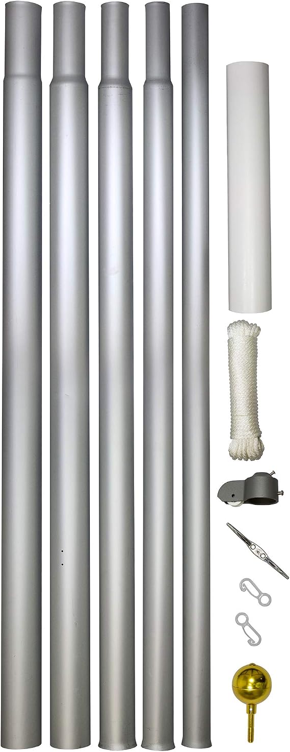 Valley Forge Flag TSRAFP Tapered Sectional Aluminum Flag Pole Ground Flagpole Set, 20'