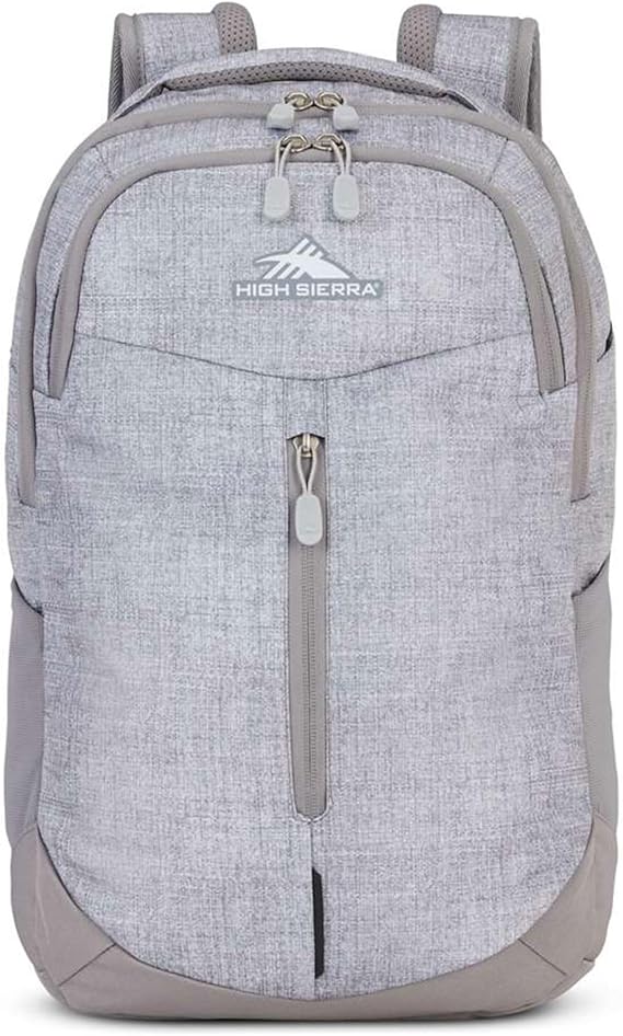 High Sierra Swerve Pro Adjustable Travel or Work Laptop Bookbag Backpack with Laptop Hammock and Water Bottle Compartments, Silver Heather