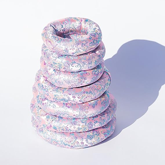 Singing Bowl Cushion Silk Brocade Ring Cushion Pillow 7 Set,Used for Crystal/Tibetan Singing Bowls ,Singing Bowls Cushion,O-Ring Set,Buddhist Sound Bowl Pad (Color : Pink, Size : 6-12)