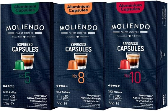 Moliendo Finest Coffee Alüminyum Kapsül Kahve Tanışma Paketi (3X10 NESPRESSO UYUMLU ALÜMİNYUM KAPSÜL KAHVE)