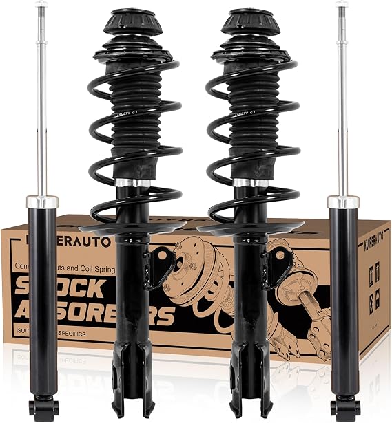 KUIPERAUTO Front + Rear Complete Struts Coil Spring Assembly 272288 272289 343442 Compatible with 2006 2007 2008 2009 2010 2011 2012 Toyota Yaris Replacement Shock Absorbers