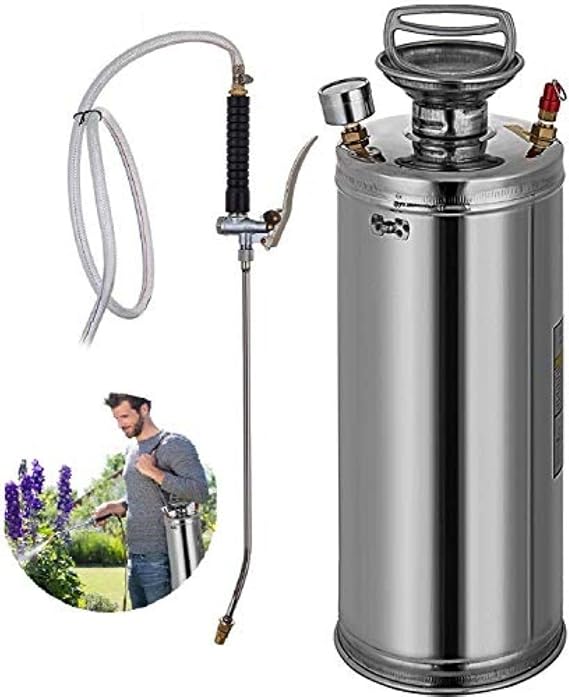 INWAVE Stainless Steel Sprayer, 3 Gallon - Steel Hand-Pump Sprayer, with 3.3-inch Reinforced Hose - Garden Sprayer for Home, Gardening, Ground Cleaning(3Gallon)