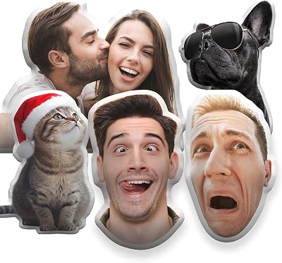 Custom Funny Pillow for Men Women, Personalized Pet Face Pillow, Customized White Elephant Gifts for Adults, Fun Gag Gift with Picture, Photo Christmas Funny Gifts Insert Included