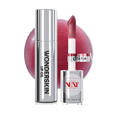 Wonderskin Lip Oil Rehab Serum - Tinted Lip Oil, Hydrating, Moisturizing, and Non-Sticky Deep Red Tint Serum for Dry Lips Honey