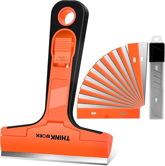 Razor Blade Scraper with 20Pcs 4" Metal & Plastic Blades