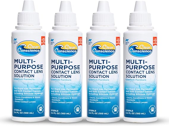 Clear Conscience Travel Size Contact Lens Solution, 3 Fl Oz (4 Pack)