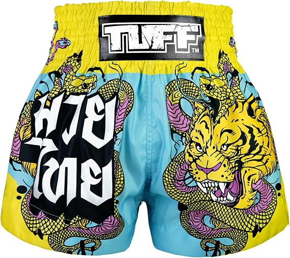 Tuff Sport Muay Thai Shorts Boxing Shorts Traditional Styles Workout Shorts MMA Kickboxing Clothing (M, TUF-MS685-LTB)