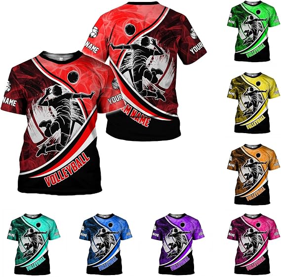 Custom Volleyball Shirts for Men, Volleyball T Shirts for Women, Personalized Name and Number Volleyball Player Clothes Gift