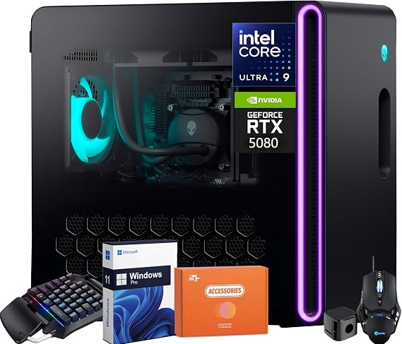 Alienware Aurora R16 Gaming Desktop 2025 New, Intel Ultra 9 285K(Up to 5.7GHz), NVIDIA RTX 5080 16GB GDDR7, Wi-Fi 7, 64 GB DDR5, 2 TB SSD, Custom RGB Lights, Win 11 Pro, Office Pro Lifetime
