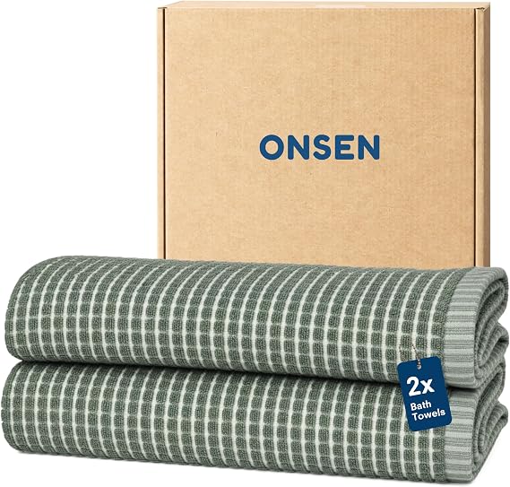 ONSEN Sculpted Terry Bath Towels - Spruce, 2X Bath Towel