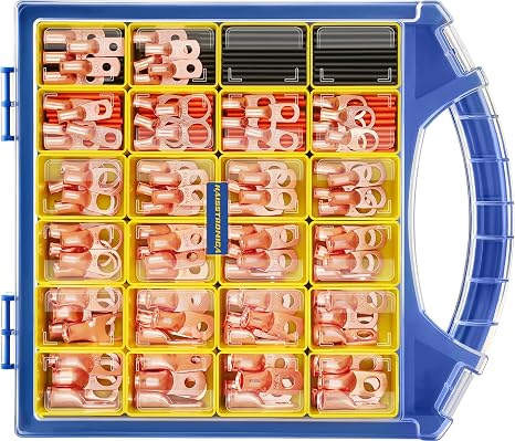 haisstronica 220PCS Battery Cable Lug & Heat Shrink Kit AWG 8/6/4/2/1