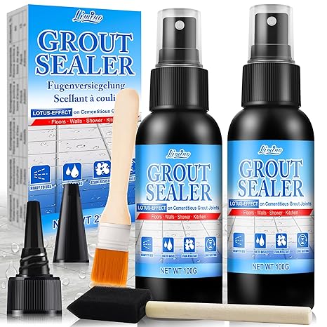 Grout Sealer - Tile Sealer Spray for Shower, Kitchen, Floor, Clear Grout Sealant Indoor & Outdoor for Marble, Granite, Mosaic, Non-Toxic & Low-VOCs, Waterproof & Long-Lasting Protection