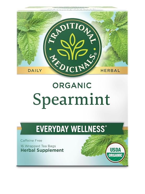 Traditional Medicinals Organic Spearmint, 16 Tea Bags | Supports Everyday Wellness, Healthy & Refreshing, Kosher, Non-GMO, Caffeine-Free, Compostable