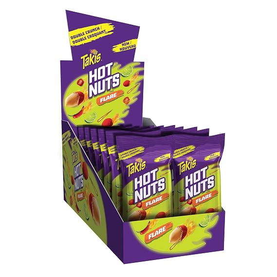 Takis Hot Nuts Flare, Double Crunch, Peanuts 90g/3.15 oz., 12pk (Imported from Canada)