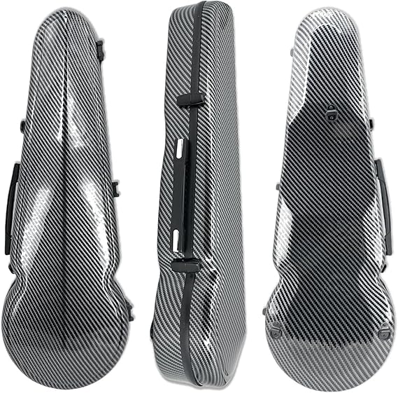 Vetimobato Viola Case 16 Inch, Adjustable Interior Fits for 15-16.5 Inch Violas, Carbon Fiber Hard Shell Ultra-Light & Shockproof with 2 Bow Holders, Humidity Control Travel Triangle Case(Black)